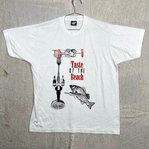 Vintage 90s Taste of the Beach Seafood White tee XL Screen Stars Single Stitch